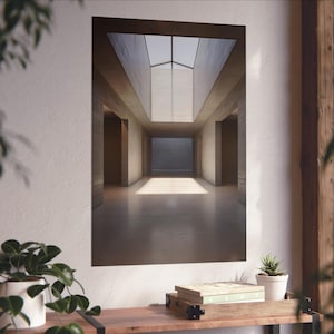 Concrete Gallery Intersection Print | Cross Light Pattern, Architectural Wall Art Poster