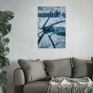 Gletsjerspleet luchtfoto kunstafdruk | Fotografieposter Blue Ice Formations