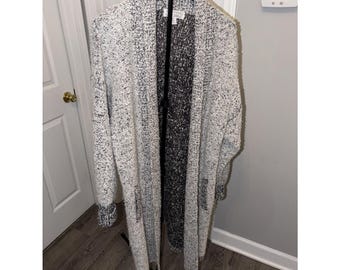 Vintage Christie & Jill Marled Chunky Knit Long Open Front Duster Cardigan Med