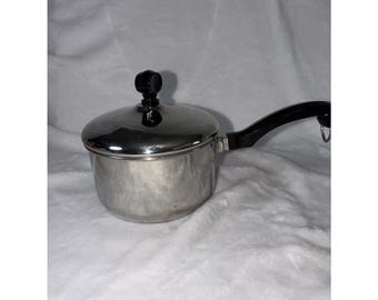 Vintage Farberware 1 Qt Saucepan Pot Stainless Steel Aluminum Clad Lid USA 80s