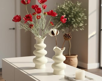 Ceramiczny wazon bąbelkowy: nowoczesna nordycka doniczka w kształcie pierścienia – matowy pastelowy element centralny