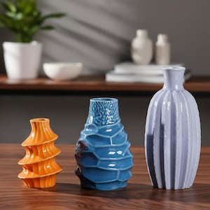 Vaso da fiori in ceramica a coste: centrotavola nordico in ceramica scanalata (piccolo, medio, grande)