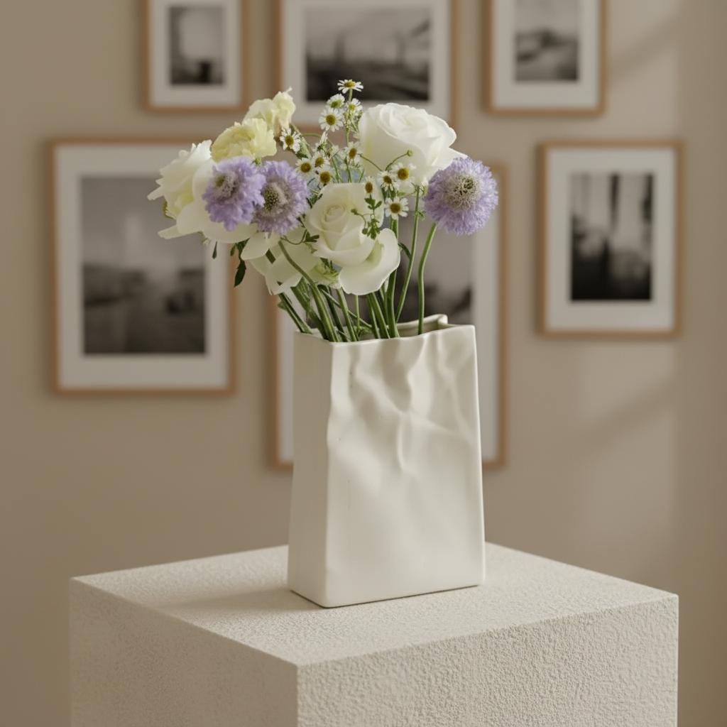 【希少】ローゼンタール 紙袋 花瓶 ピンクベージュ 18cm Rosenthal ローゼンタール 紙袋 フラワーベース - メルカリ