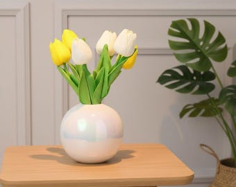 Ceramiczny wazon w kształcie tęczowej kuli: nowoczesny różowy perłowy kwietnik (4,7" x 4,7")
