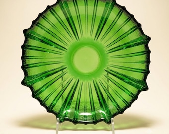 Blenko 614S Olive Green Glass Bowl Plate Mid Century Modern Textured