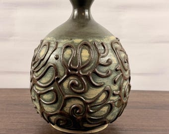 Larry Parker PNW Studio Keramikvase Grün Braun Angewandtes abstraktes Design