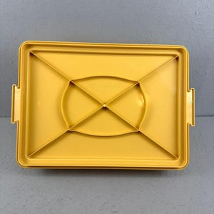 Vtg Tupperware Harvest Gold Rectangular Container Sunburst Lid 1970s Retro MCM