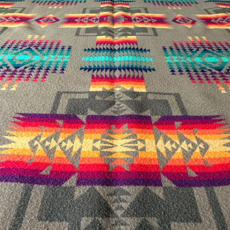 Vintage Pendleton Beaver State Chief Joseph Wool Blanket Khaki 64x77 image 6