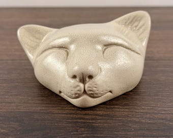 Wayne Shadburne Studio Pottery Katzenkopf-Briefbeschwerer-Skulptur, signiert