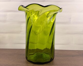 Blenko 6941 Olive Green Vase Joel Myers Mid Century Modern