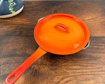 Descoware Enameled Cast Iron Covered Skillet Lid Orange, Made in Belgium