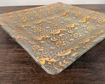 Georges Briard Golden Celeste Glasplatte Gold MCM Signiert