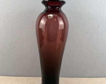 Blenko 8310M Amethyst Purple Vase 16" Don Shepherd Art Glass w/ Foil Label