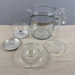 Vintage Pyrex 7759 Glass 9 Cup Coffee Percolator Stovetop Pot Complete Clear