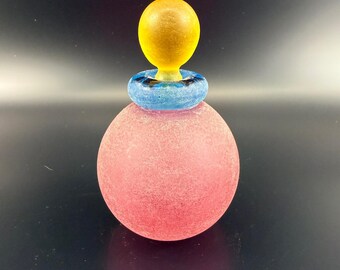 Murano Franco Moretti Perfume Bottle Signed Sanded 1980s 6