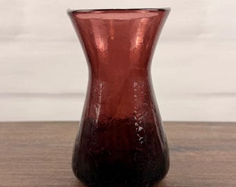 Blenko CM-4 Amethyst Crackle Mini Vase 1955-56 Mid Century Glass
