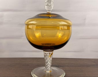 Empoli Amber Air-Twist Kompottschale mit Deckel