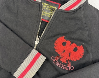 Vintage oude marineblauwe Surplus-sweater heren medium zwarte adelaar HOL'07 Y2K