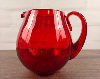 Blenko 3750L Ruby Red Glass Pitcher Pre-Designer 1930s/1940s