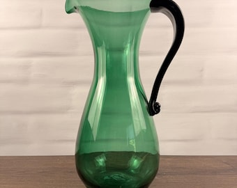 Blenko 569P Pitcher Nile Green Glass Wayne Husted Mid Century Modern