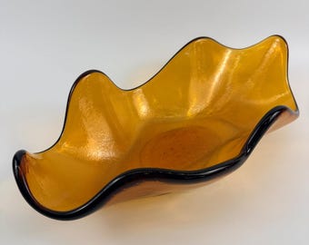 Blenko 633 Wheat Glass Large Freeform Console Bowl