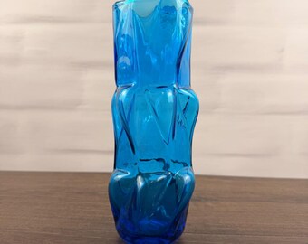 Blenko 609 Vase Wayne Husted Turquoise Blue Art Glass 1960