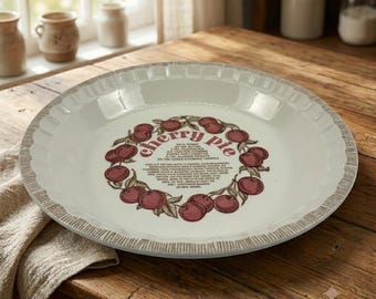 Royal China Country Harvest Cherry Pie Recept Taartplaat Baker 10" Vintage