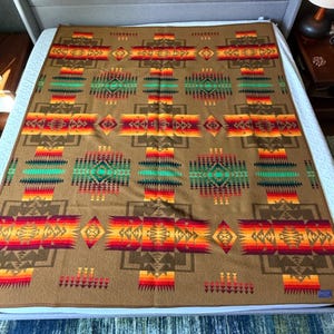 Vintage Pendleton Beaver State Chief Joseph Wool Blanket Khaki 64x77 image 5