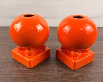 Fiestaware Original rote Glühbirnen-Kerzenhalter Paar Art Deco Vintage