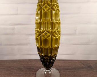 Empoli Stelvia Tiki Vase Mid-Century Modern Italian Glass Olive Green 15.5"