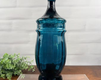 Empoli Pfauenblaues Apothekerglas aus Glas, Italien, Mid-Century Modern