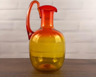 Blenko 656M Glass Pitcher Joel Myers Tangerine 1965 MCM