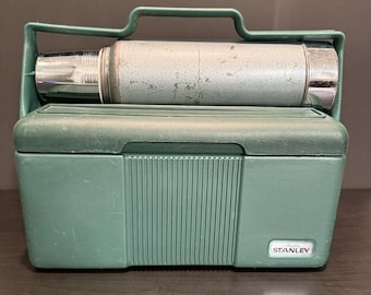 Vintage Stanley 1991 Lunch Box & 1973 Thermos Married Set Green USA Aladdin Era