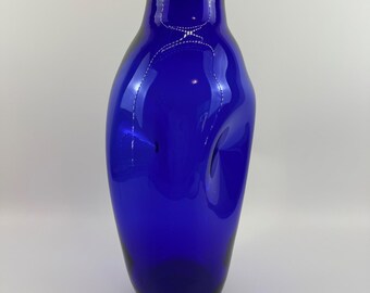 Blenko 9545L Cobalt Blue Art Glass Vase 1995 Hand Blown 14.5"