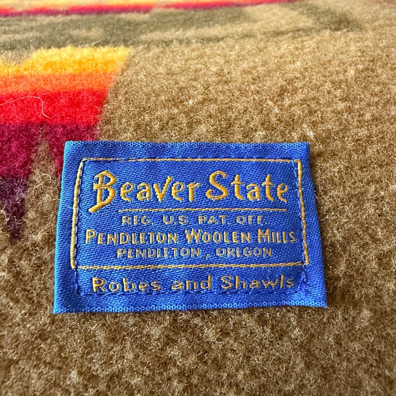 Vintage Pendleton Beaver State Chief Joseph Wool Blanket Khaki 64x77 image 2