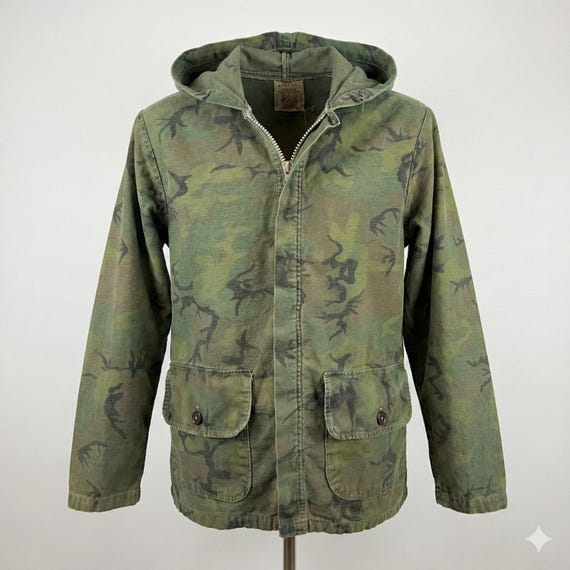 Vintage Herter's Hudson Bay Duck Camo Jacket XL Barco Zip 50s 60s Hunting Wading