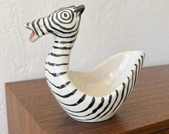 Plato con figura de cebra de Bitossi Italia, cuenco con forma de animal, cerámica artística italiana, recipiente para todo tipo de objetos.