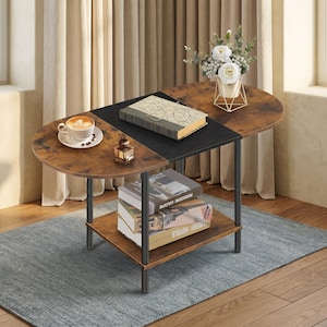 Small Coffee Table With Storage Shelf Modern Sofa Table Rustic Living Room Accent Table Minimal Space Furniture