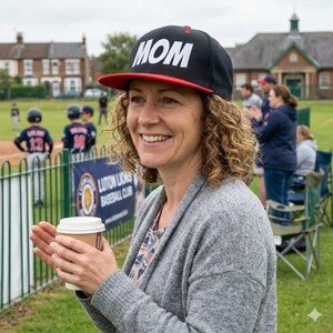 MOM embroidered flat bill cap | Snapback hat, bold block lettering