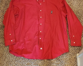 Chemise rouge Ralph Lauren vintage avec ours Voir photos XL