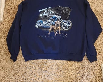 Y2k Vintage Orange County Choppers Sweatshirt Herren XL Blau Bulldogge Biker Grunge