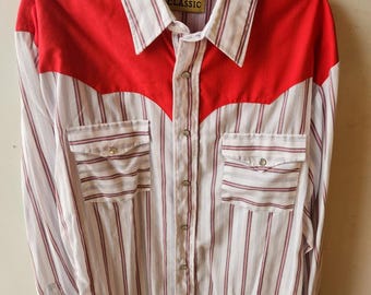 Vintage Chute #1 Pearl Snap Western Shirt Size L Multi Color Rodeo Cowboy