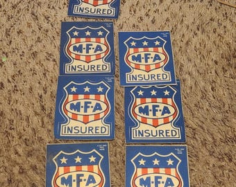 Vintage MFA Insured Reflective Stickers Lot Of 6
