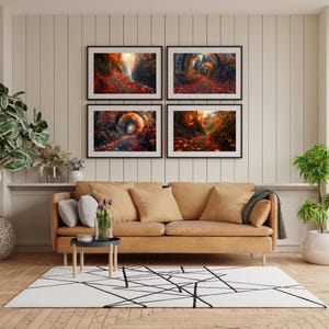 Surrealistische PNW Autumn Time Vortex Trail-bundel - 4 digitale printables