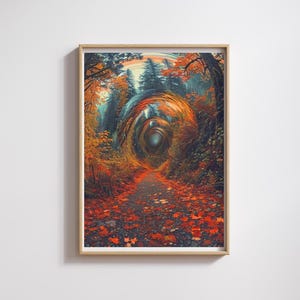 Surrealistisch PNW Autumn Time Vortex Trail afdrukbaar