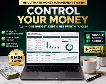 Couples Budget Spreadsheet | Finance Tracker, Debt Payoff, Net Worth (Digital Download)