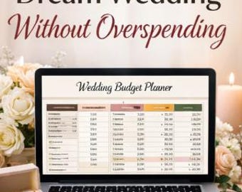 Planificador de presupuesto para bodas oscuras / Seguimiento de gastos de boda / Hoja de cálculo de presupuesto nupcial / Plantilla de Excel