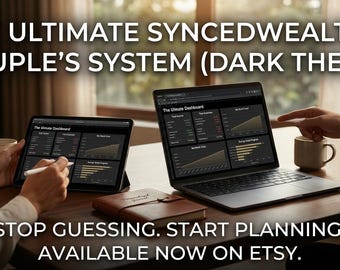 Dark Savings Goals Tracker | Financial Goals Planner | Money Saving Spreadsheet | Excel Template