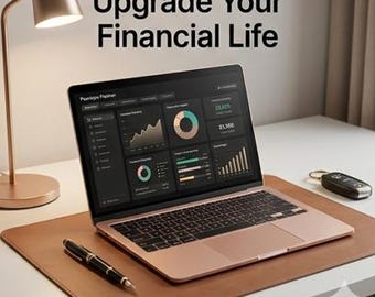 Dark Yearly Budget Planner | Annual Budget Spreadsheet | Finance Tracker Excel | Money Planning Template