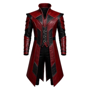 Kenshi Mortal Kombat Red Black Leather Jacket Cosplay Fighter Mens Custom Outerwear